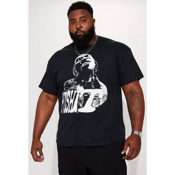 Exclusive Pusha T Tour Rapper Men Short Sleeve T-Shirt Black Cotton Size 3XL - Picture 1 of 3